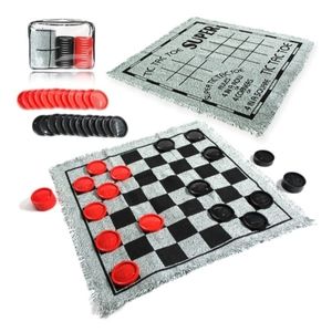 GIANT Checker Board Game Rug with Carrying Bag